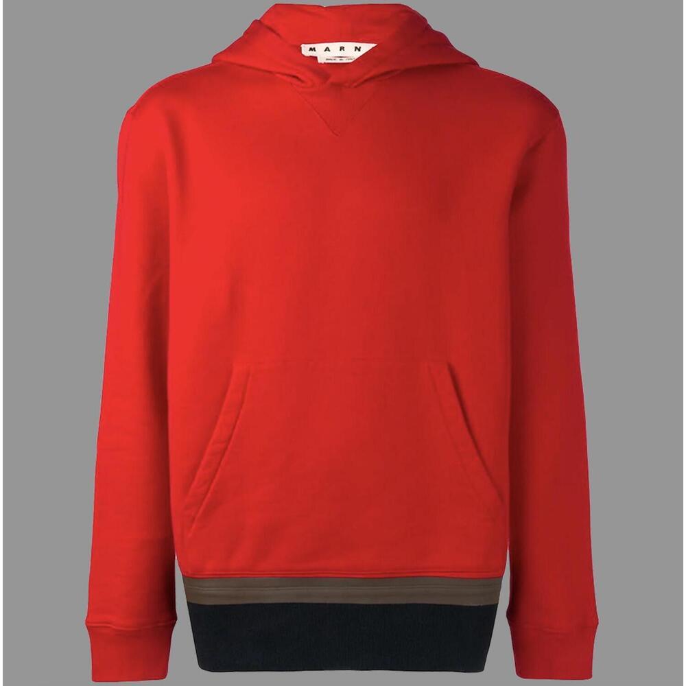 NEW MARNI men's color block hoodie in red/navy